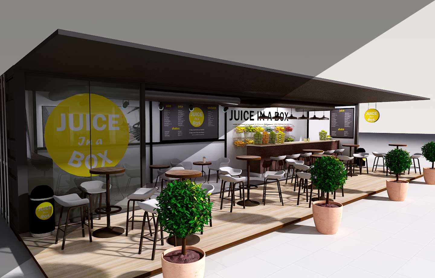 LIAB Juice bar from ISO steel frame pods
